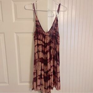 Planet blue mini dress with tie-dye print and loose flirty fit